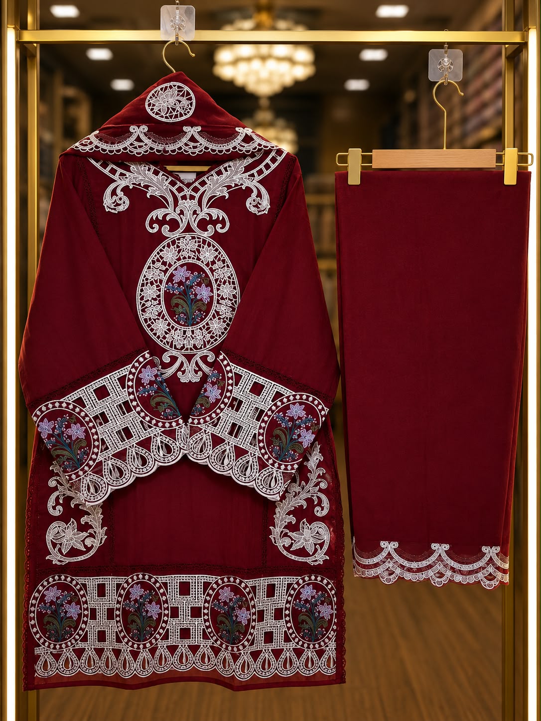 Maroon — Maroon Royale Cutwork Suit